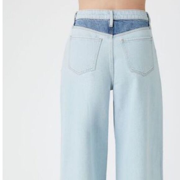 NWT Forever 21 Distressed Reworked Wide-Leg Jeans Sz 26 - Picture 5 of 14